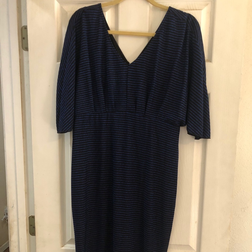 Blue black striped wiggle dress